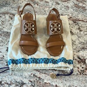 Tory Burch Brown Wedge Sandal, NEVER WORN!!